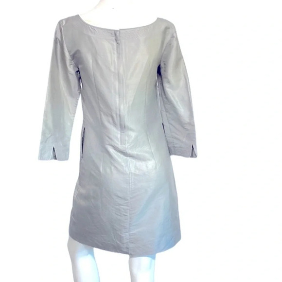 J. Crew Silver/Grey 100% Silk 3/4 Slit Sleeve Dress/Tunic Size 0 - Picture 2 of 5